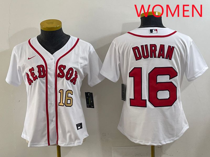 Women 2025 Boston Red Sox #16 Duran White Game Nike MLB Jersey style 3->women mlb jersey->Women Jersey